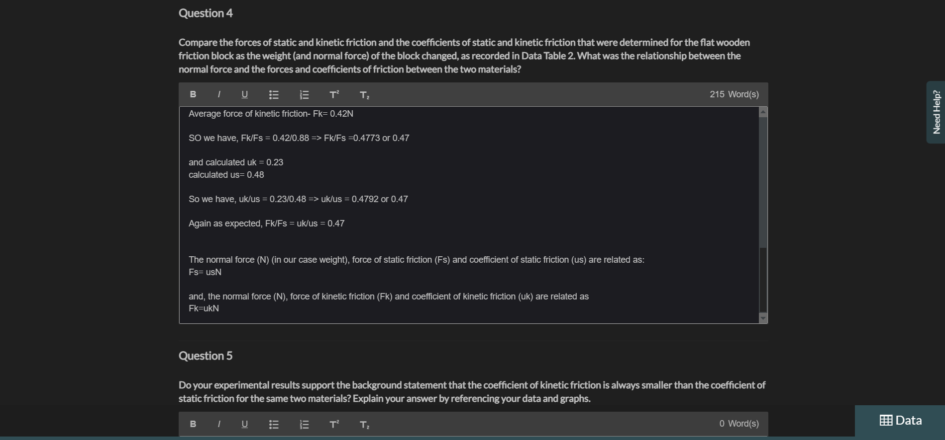 Data Table 1. 5 Place the plain wooden block flat on the