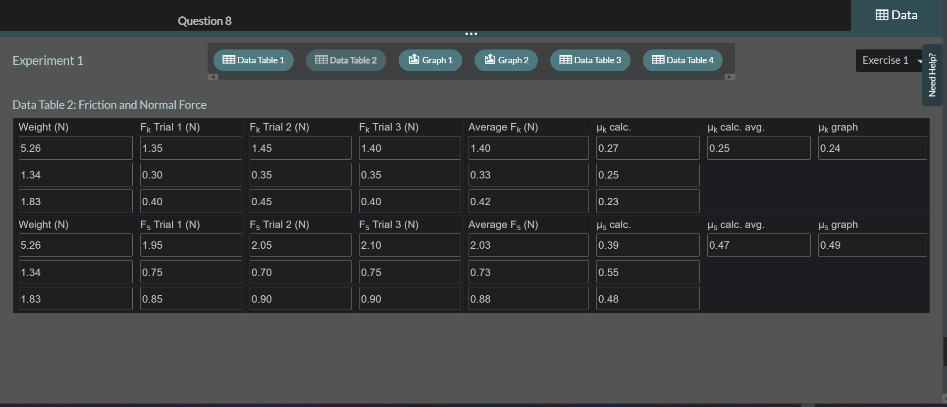 to 0.01 Newtons in Data Table 1. 9 Zero the 500g spring