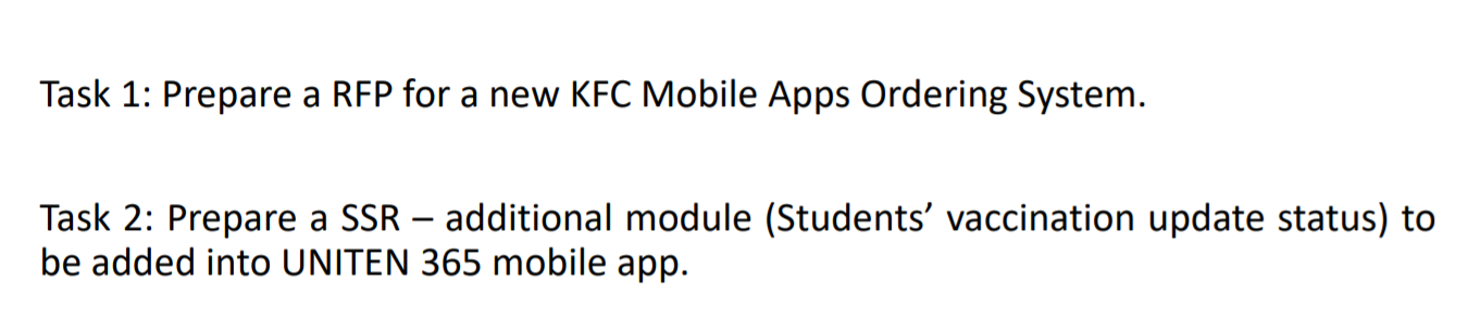  System Analysis and Design Task 1: Prepare a RFP for a