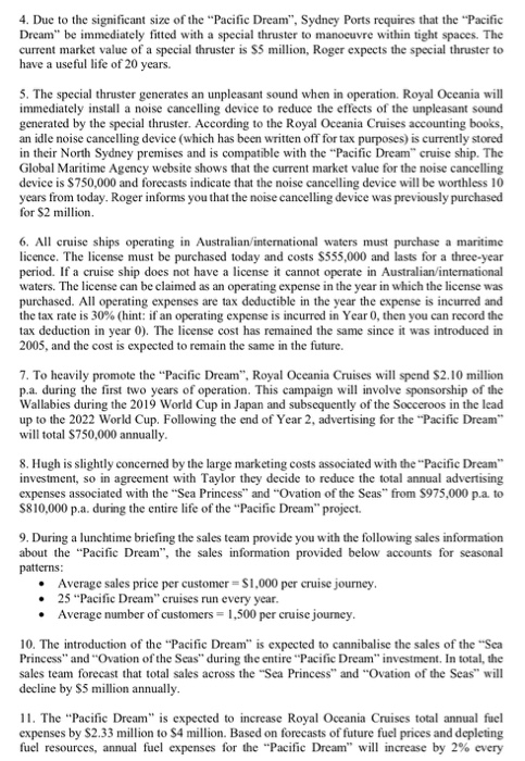 total) for each of the following: Q1. The cash flows at the