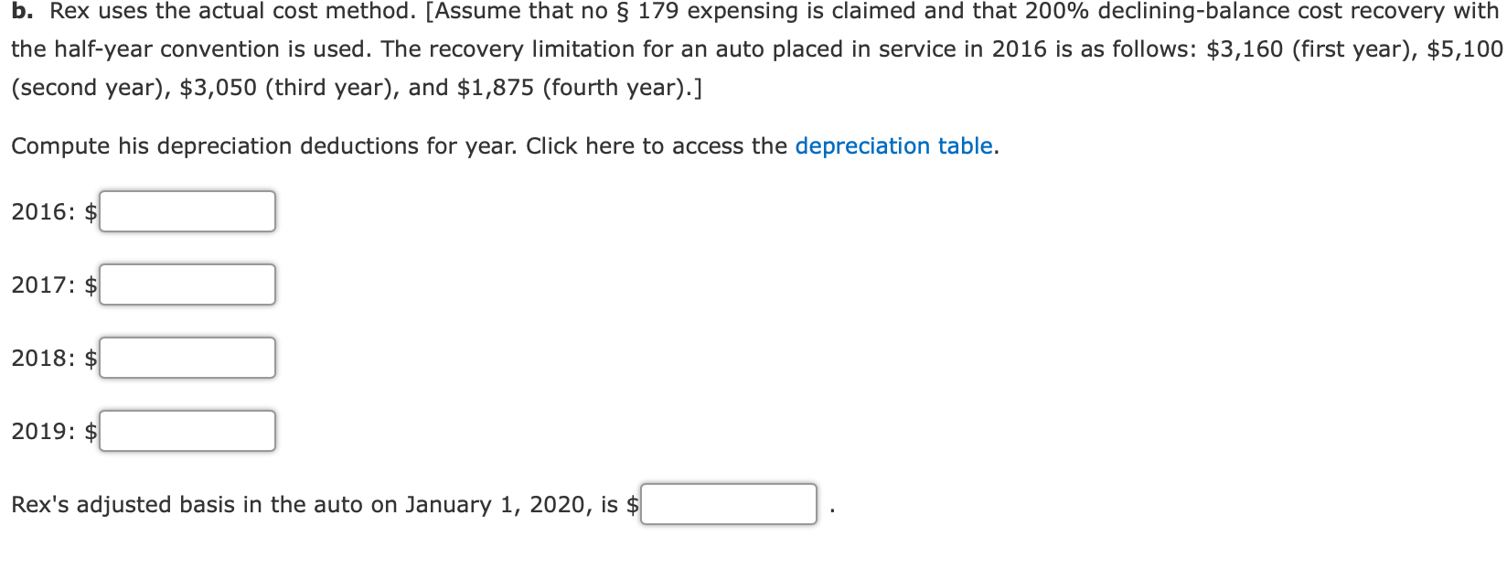 a new automobile for $52,000. He uses the car 90% for business