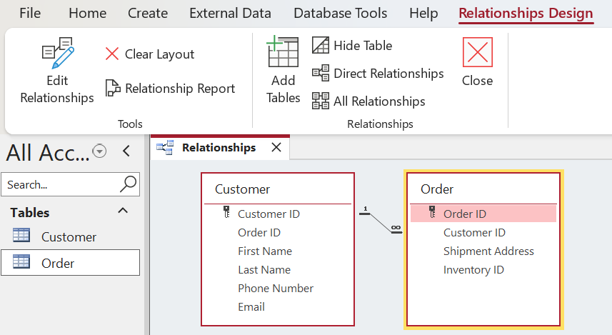 File Home Create External Data Database Tools Help X Clear Layout Edit