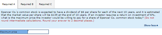 of $6 per share for each of the next 10 years, and