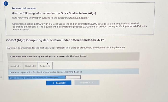 $21,600 with a 5-year useful life and an estimated $3,600 salvage value