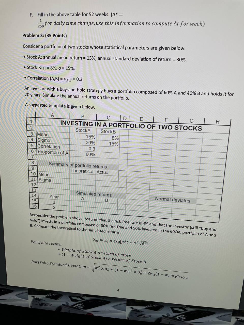  F. Fill in the above table for 52 weeks. ( t=