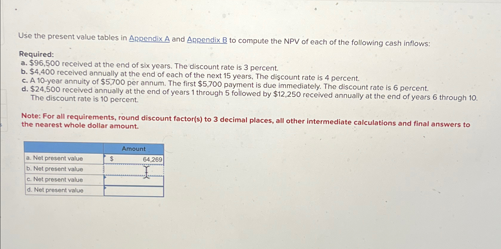  Use the present value tables in Appendix A and Appendix B