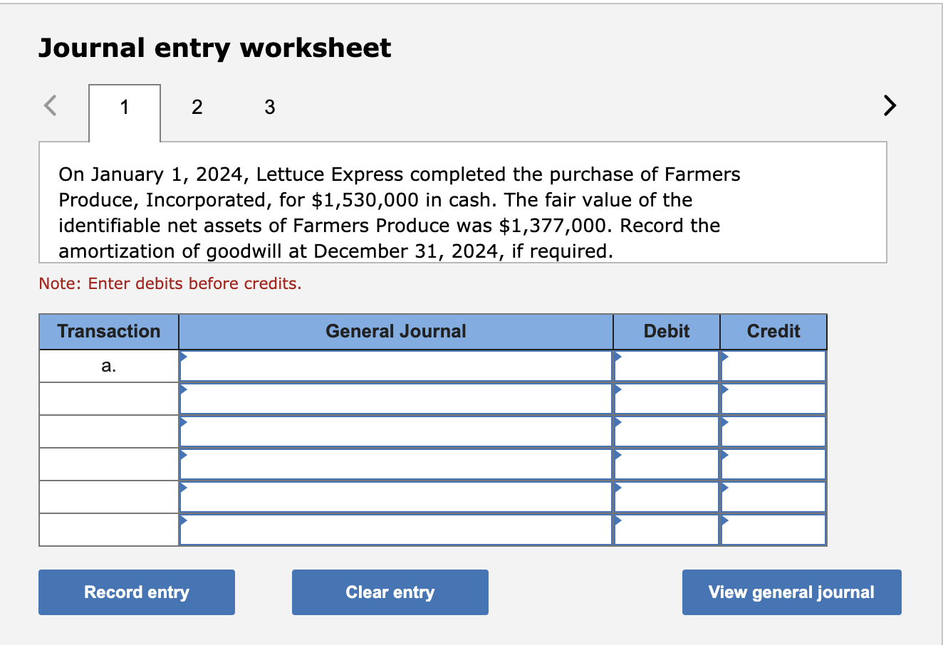 a. On January 1, 2024, Lettuce Express completed the purchase of Farmers