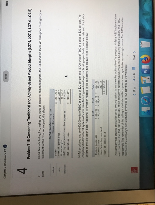  Chapter 7 Homework #2 Help 4 Problem 7-16 Comparing Traditional and