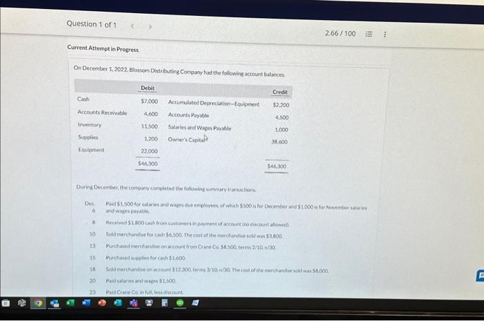  Current Attempt in Progress On December 1, 2022, Blosscen Distr ibuting