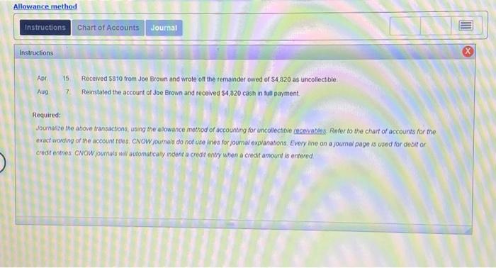 please help with this problem Instructions Chart of Accounts CHART OF ACCOUNTS