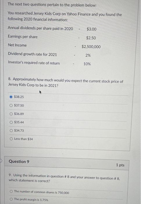 I would like to know the answer for question 9. thank you!!