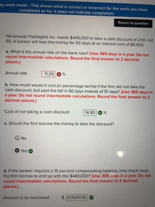  my work mode: This shows what is correct or incorrect for