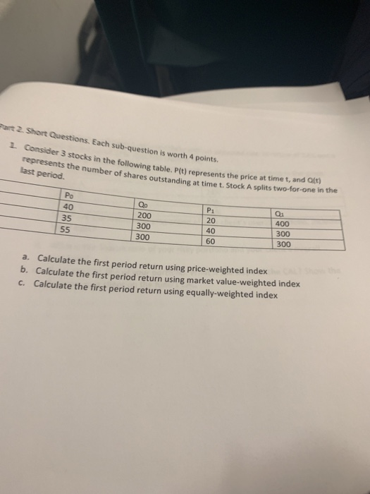  Part 2. Short Questions. Each sub-question is worth 4 points L