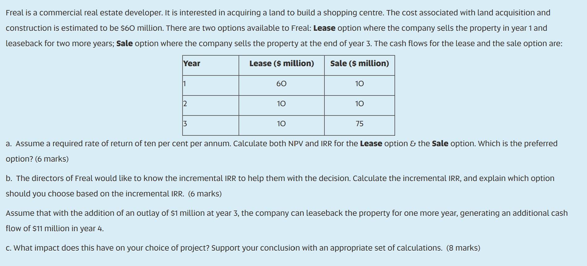 Freal is a commercial real estate developer. It is interested in