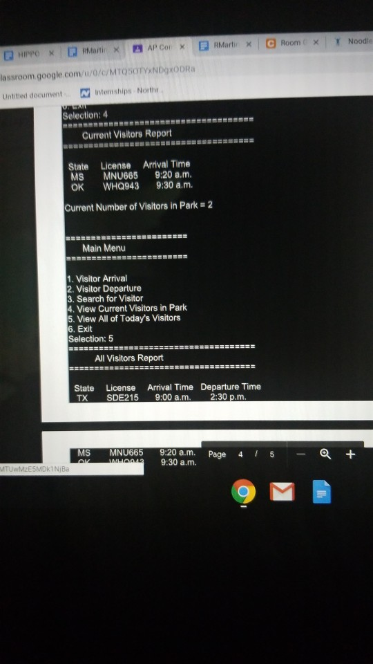 departure time. The rangers would also like to be able to generate