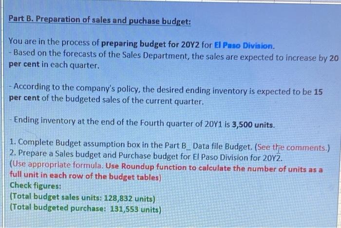 I need help with the blanks and check formula on part B.
