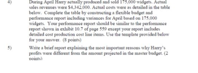 budget. Harry Kohl owns a factory that specializes in making steel widgets