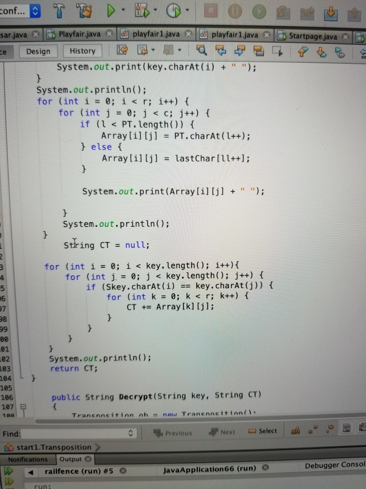 = new Transposition(); int d = CT. length() / key.length(); String Skey