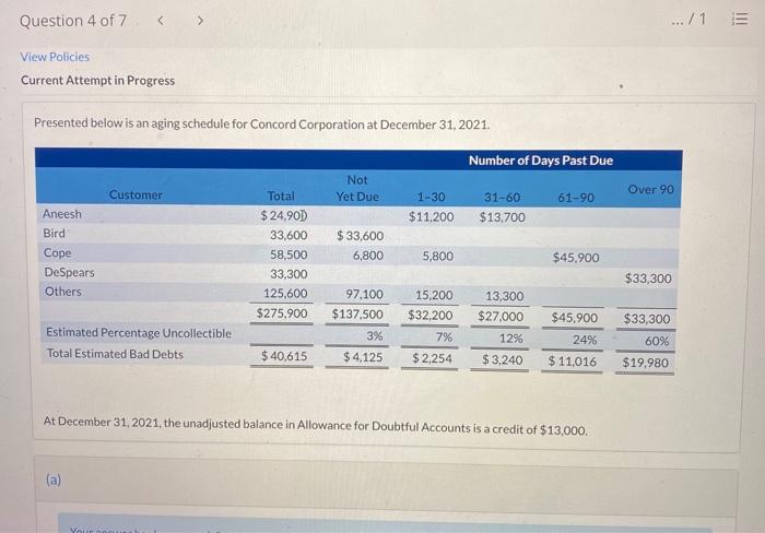  Question 4 of 7 .../1 E View Policies Current Attempt in