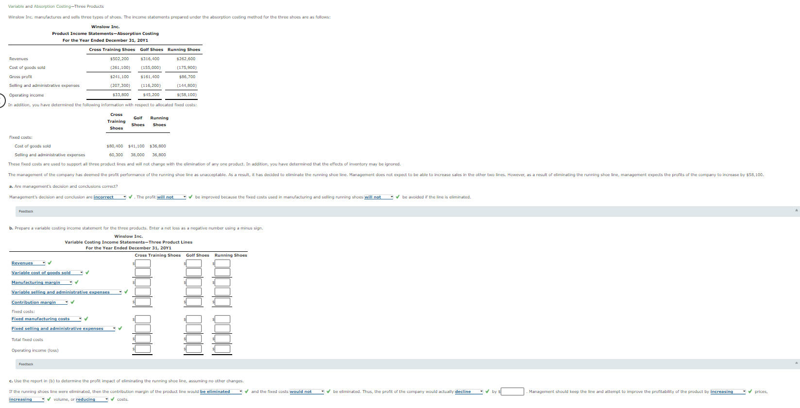 Goods Manufactured, using Variable Costing and Absorption Costing On March 31, the