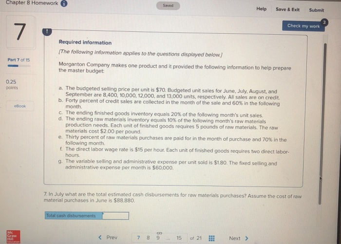  Chapter 8 Homework Saved Help Save & Exit Submit Check my