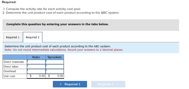 ABC system. Complete this question by entering your answers in the tabs