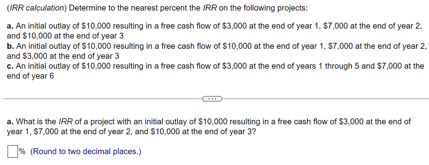  (IRR calculation) Determine to the nearest percent the IRR on the