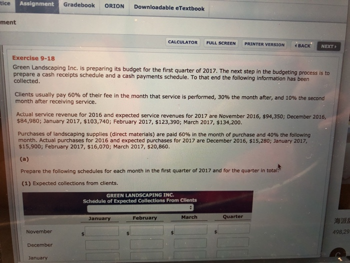  tice Assignment Gradebook ORION Downloadable eTextbook ment CALCULATOR FULL SCREENPRINTER VERSION