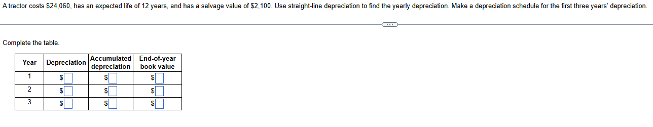  A tractor costs $24 comma 060, has an expected life of
