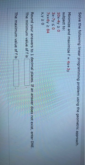  Solve the following linear programming problem using the geometric approach. Minimize