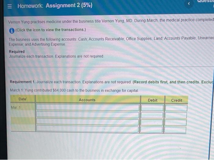 pls help me with this ques Homework: Assignment 2 (5%) Vernon Yung