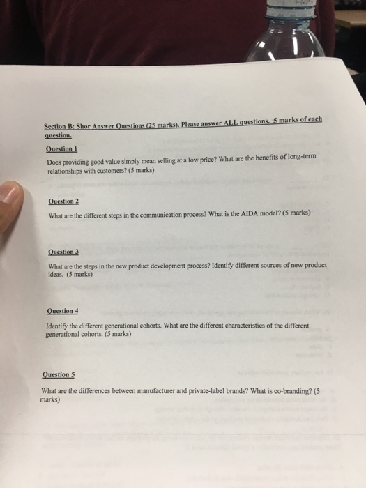  Section B: Shor Answer Questions (25 marks). Please answer ALL questions.