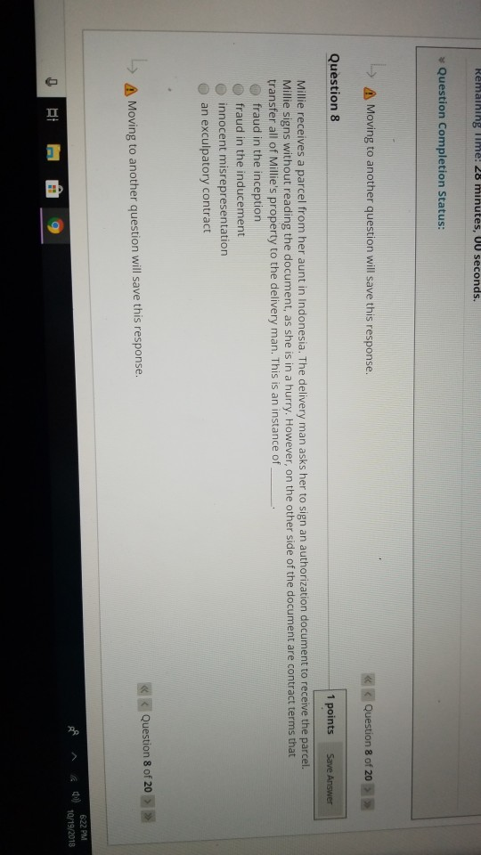 response. Question 7 of 20 Question 7 1 points Save An Melissa