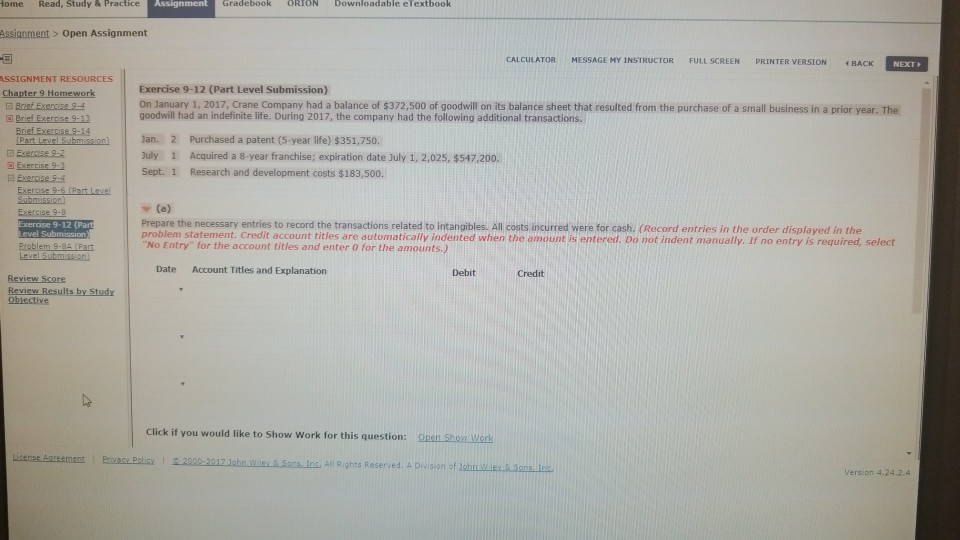  Home Read, Study & Practice GradebookORION Downloadable elextbook ssignment> Open Assignment