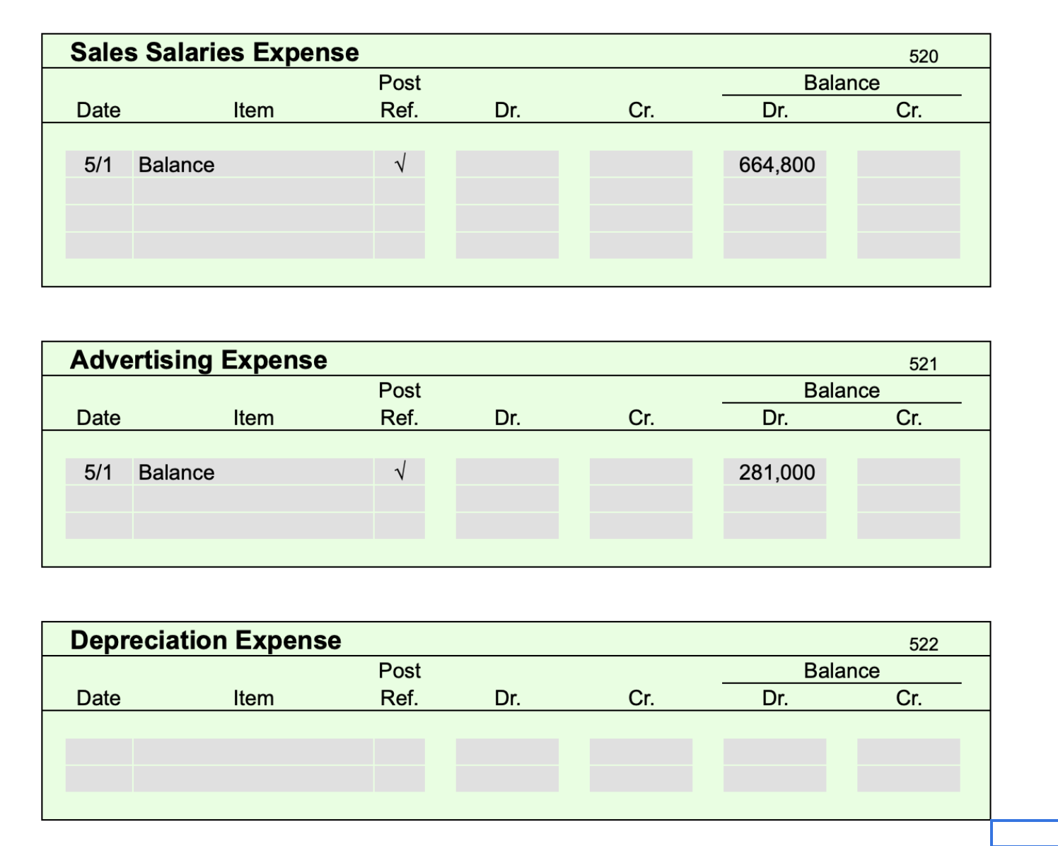 from Martin Co., terms 2/10, n/30, FOB shipping point, $36,000. May 4: