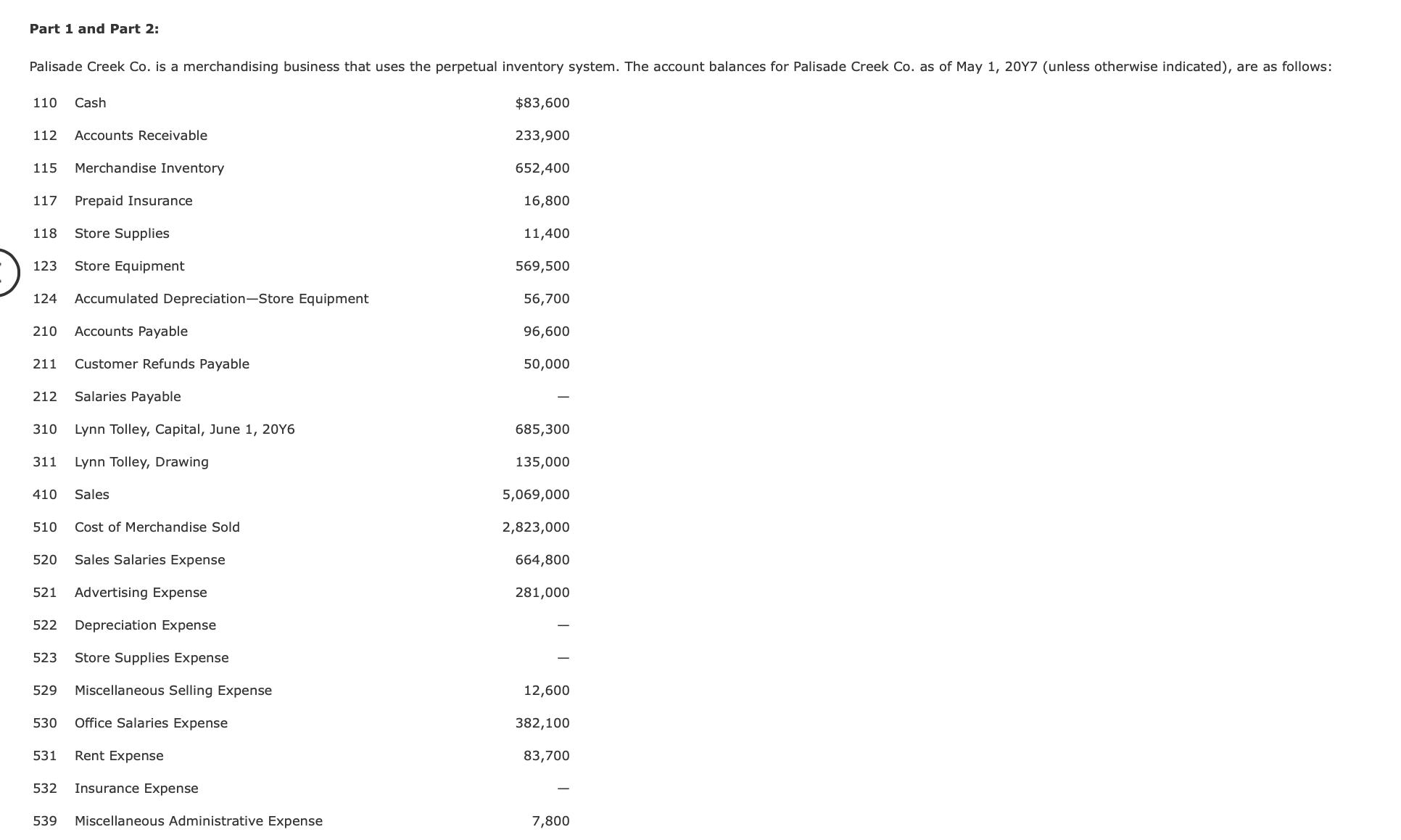 The cost of the merchandise sold was $41,000. May 7: Received $22,300
