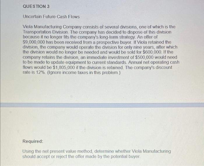 considering the purchase of three machines, as indicated below. Consider each machine