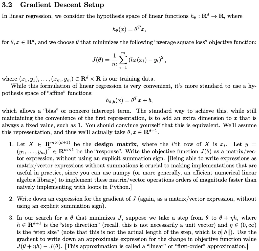  In Python3 Don't use preprocessing from sklearn 3.2 Gradient Descent Setup