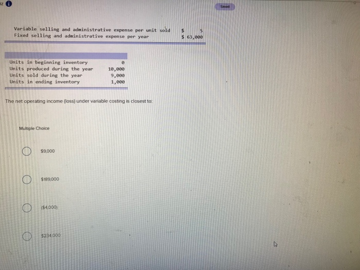 its most recent year of operation Selling price per unit $ 47