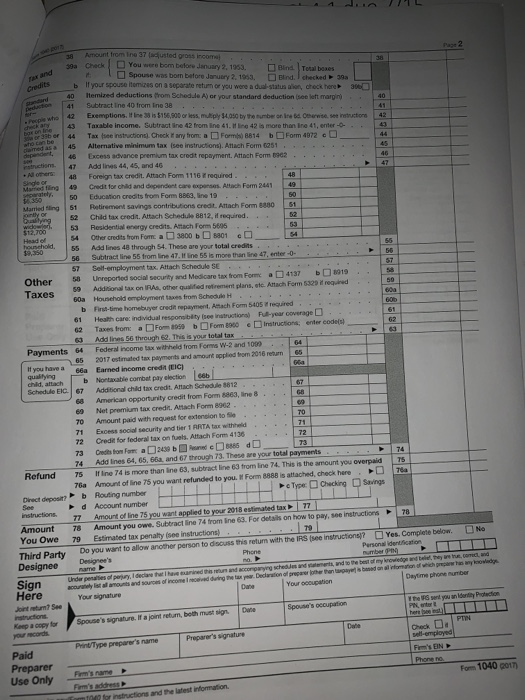 Note three similarities and three differences between the 2017 tax form and