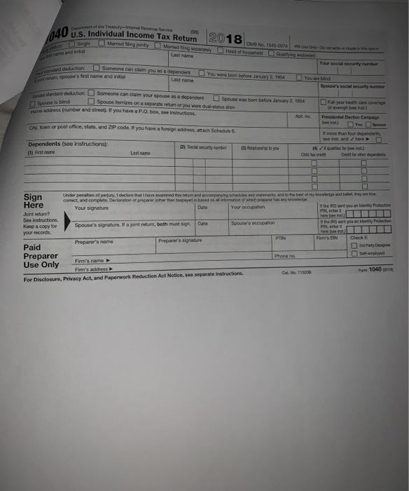 the 2018 draft form 1040 Three differences (0.50 points each): Three similarities