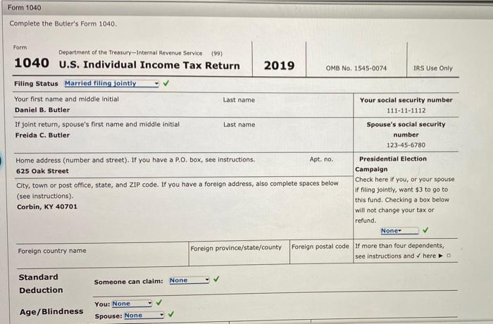 return. The Butlers live at 625 Oak Street in Corbin, KY 40701.