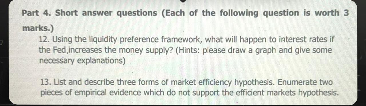 please i will rate Part 4. Short answer questions (Each of the