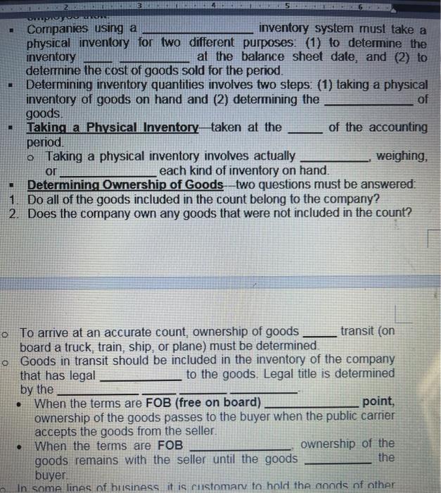 at the end of the accounting period are the classification of inventory