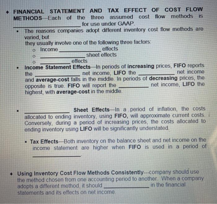 o In a merchandising company, inventory consists of many different items. o