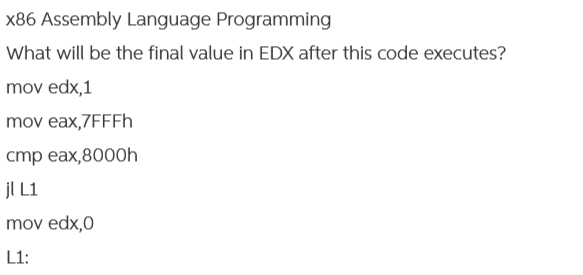  x86 Assembly Language Programming What will be the final value in