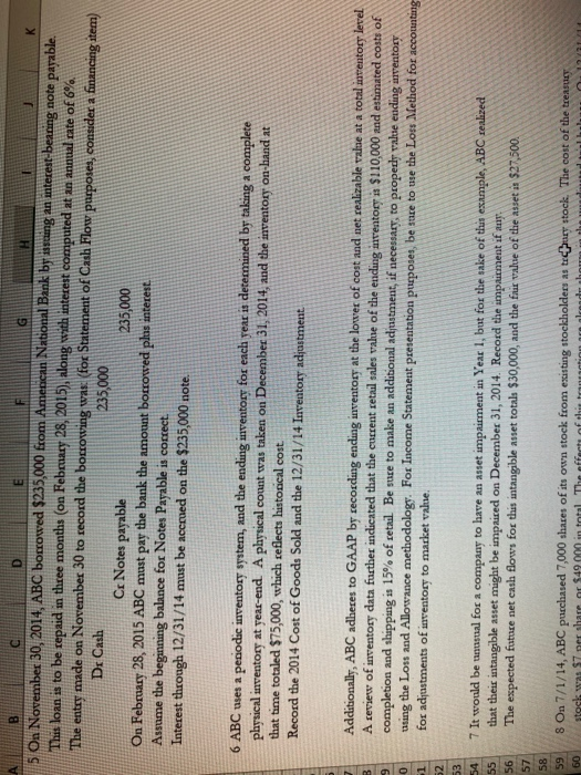 Entries 1 ABC Corporation 2 Unadjusted Trial Balance 3 December 31, 2014