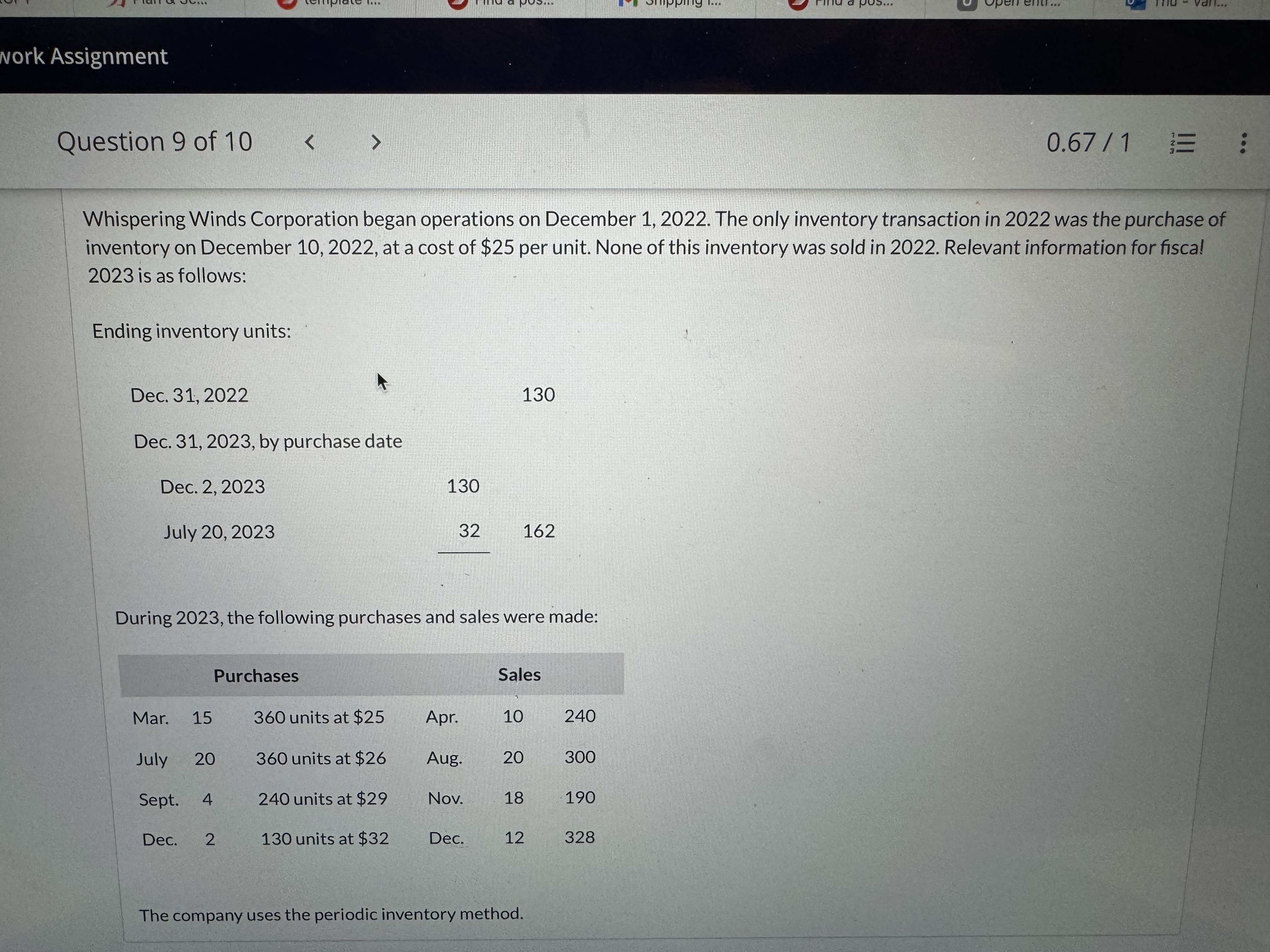  (a3) Determine ending inventory under weighted average cost. (Round weighted average