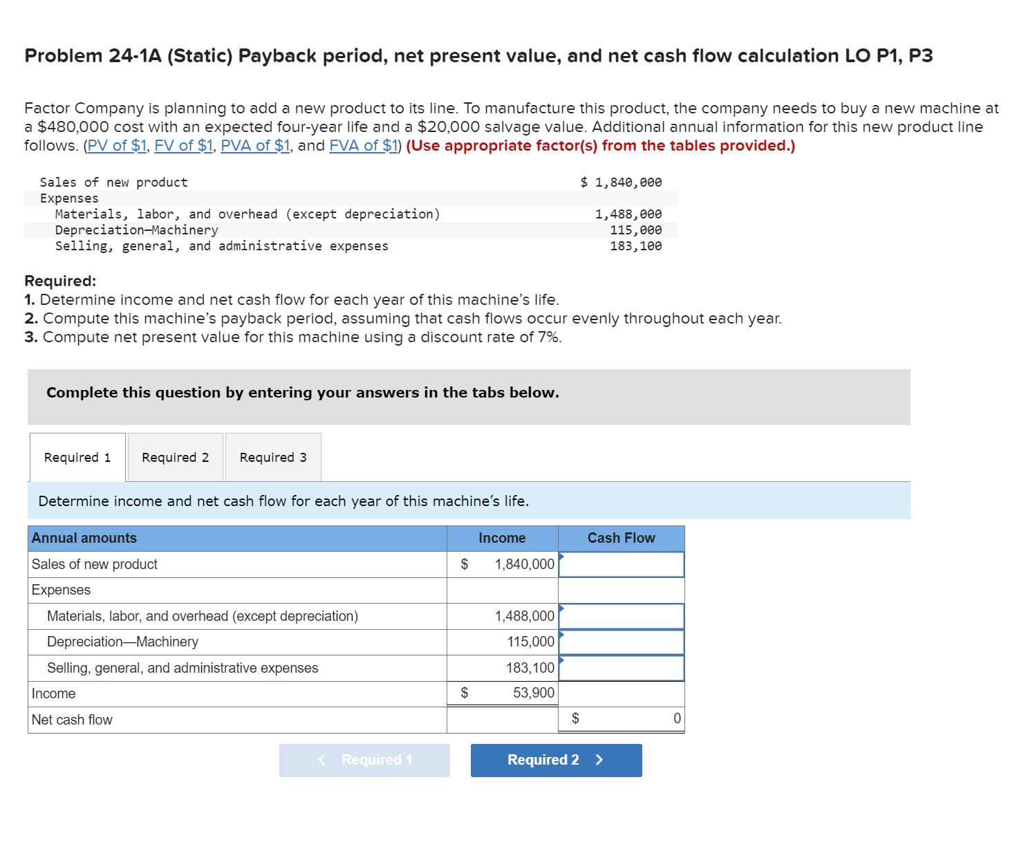 LO P1, P3 Factor Company is planning to add a new product