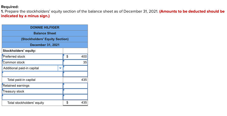 stockholders' equity (LO10-7) [The following information applies to the questions displayed below.]